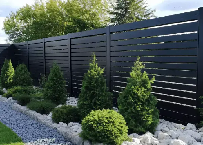 Dark Grey Slat Aluminium Fence in Sunshine Coast